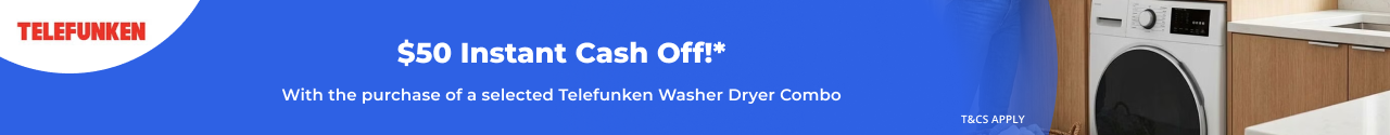 $50 Instant Cash Off with selected Telefunken Laundry Appliances
