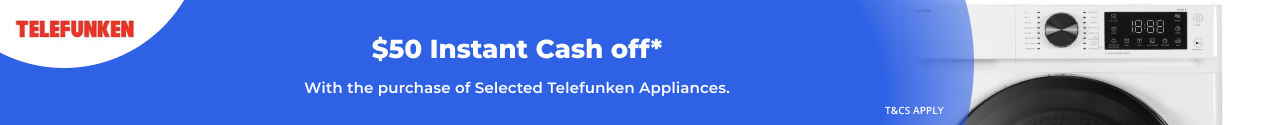 $50 Instant Cash Off with selected Telefunken Laundry Appliances