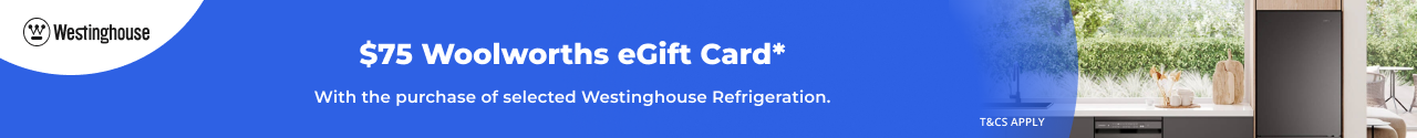 $75 Woolworths Supermarket eGift Card with selected Westinghouse Refrigeration