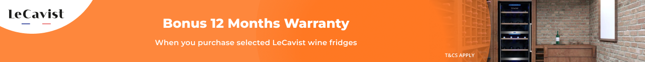 Bonus 12 Months Warranty on Selected LeCavist Wine Fridges