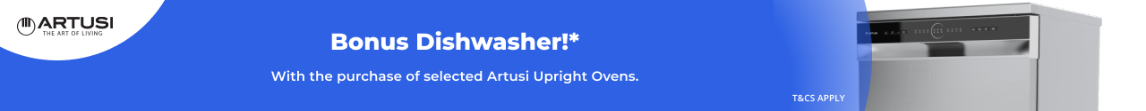 Bonus Dishwasher with selected Artusi Upright Ovens