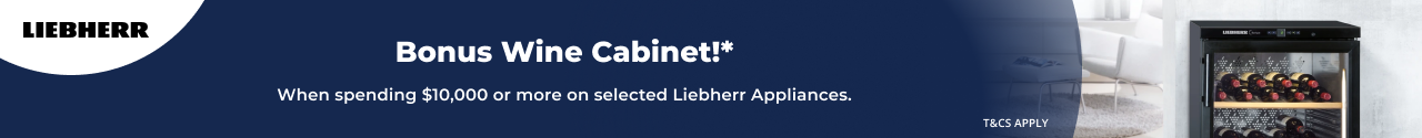 Bonus Wine Cabinet when Spending $10,000 or more on selected Liebherr Appliances