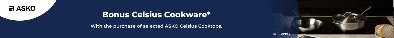 Purchase selected ASKO Celcius Cooktops and receive a Bonus Cookware