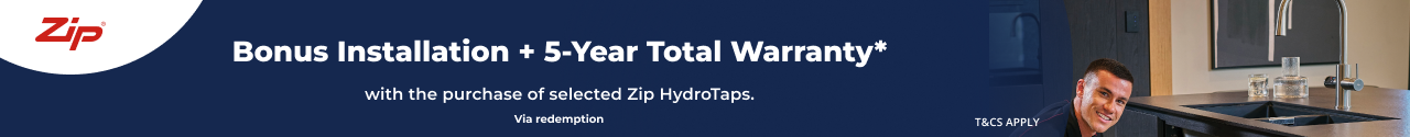 Receive Bonus Certified Install plus 5 Years Warranty on selected Zip HydroTaps