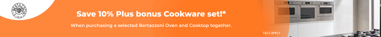 Save 10% Plus A Bonus Cookware Set when bundling selected Bertazzoni Appliances