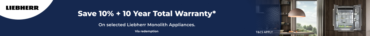 Save 10% + Total 10 year Warranty on selected Liebherr Monolith Appliances