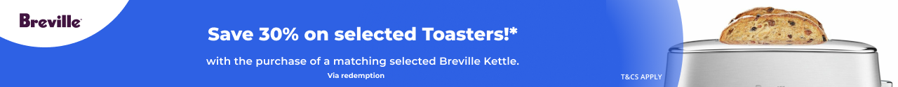 Save 30% on selected Breviller Toasters with purchase of Matching Kettle