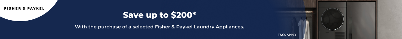 Save up to $200 on selected Fisher & Paykel Laundry Appliances