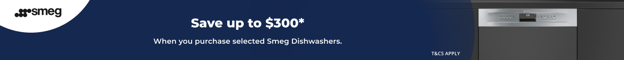 Save up to $300 on selected Smeg Dishwashers