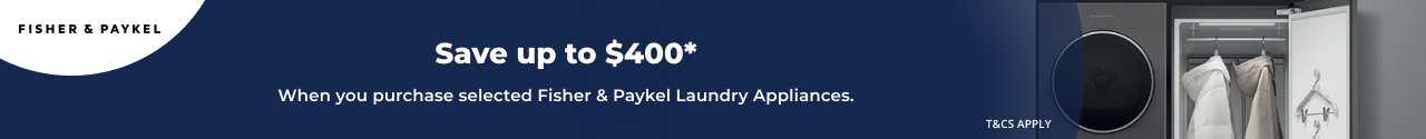 Save up to $400 on selected Fisher & Paykel Laundry