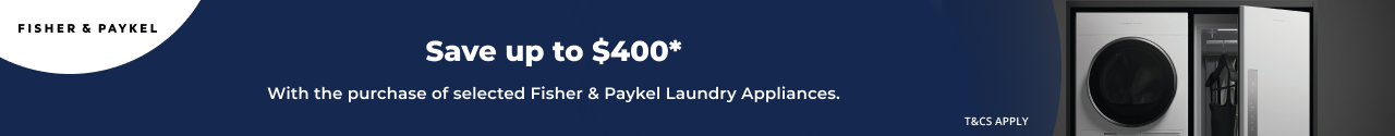 Save up to $400 on selected Fisher & Paykel Laundry Appliances