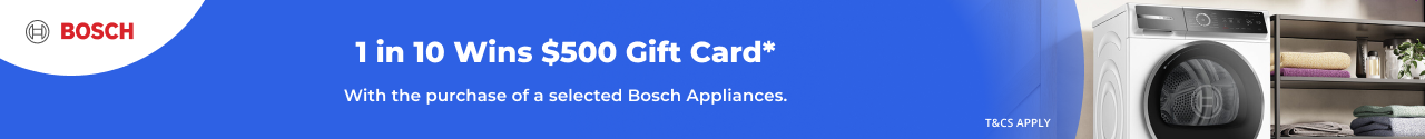 Up to $100 Cash Off selected Bosch Appliances