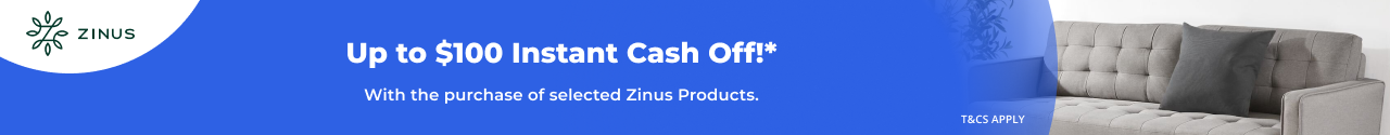 Up to $100 Instant Cash Off selected Zinus
