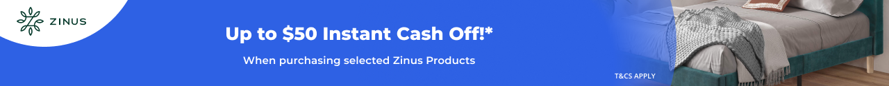 Up to $50 Instant Cash Off selected Zinus Products